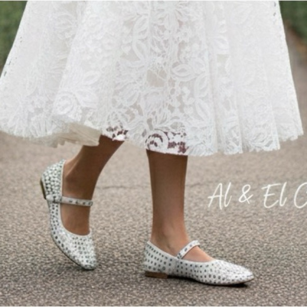 A New Day Issa Flats White Studded Mary Jane Shoes Vegan | Size 10 New With Box